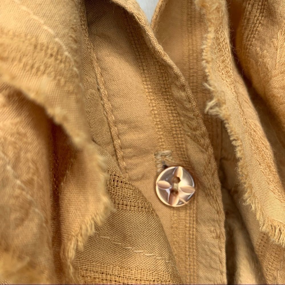 Ella Moss Mustard Ruffle Button-Down Shirt - Picture 2 of 10